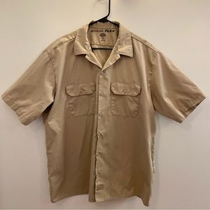 Dickies Flex Relaxed Fit Short Sleeve Button Down Work Shirt Desert Sand XL